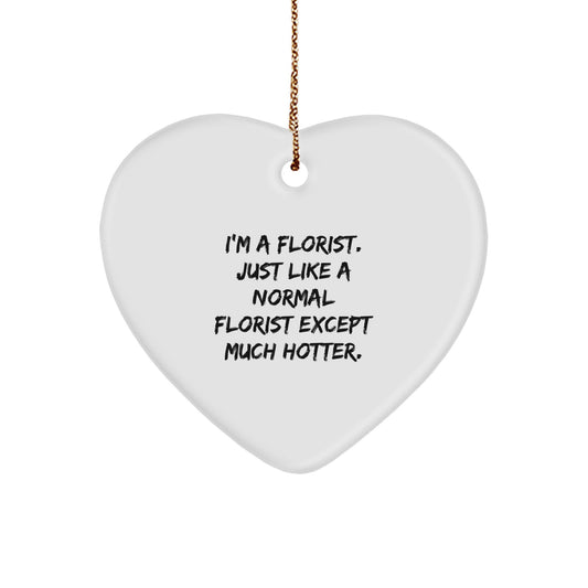 Funny Florist Gifts for Women from Friends, Christmas Unique Heart Ornament - Image 1