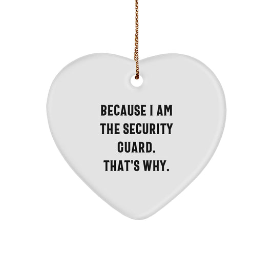 Funny Heart Ornaments for Security Guards, Gifts from Friends or Family, Perfect for Christmas Unique Gifts, Heart Shaped MDF Ornaments with Gold Cord - Image 1