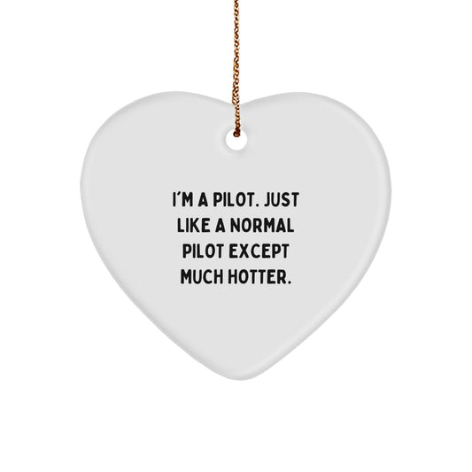 Pilot Heart Ornament Funny Gift for Men Friends Family Christmas Unique Presents from Loved Ones - Image 1