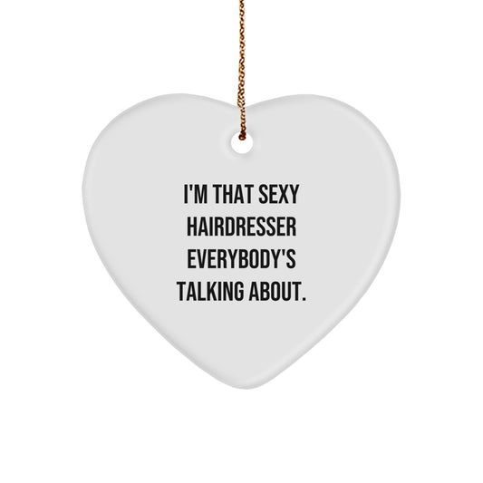 Funny Hairdresser Gifts from Friends for Hairdresser Christmas Unique Ornaments Heart Shaped - Image 1