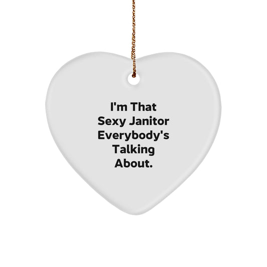 Funny Janitor Gifts from Men to Janitor Friends for Christmas Unique Heart Ornament - Image 1
