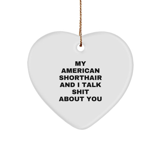 Funny American Shorthair Cat Heart Ornament Gifts from Men to Friends for Christmas Unique Ideas - Image 1