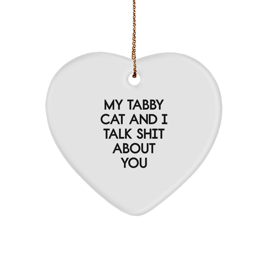 Funny Tabby Cat Heart Ornament Gifts from Family, Friends, or Coworkers to Tabby Cat Lovers this Christmas Unique Gifts - Image 1