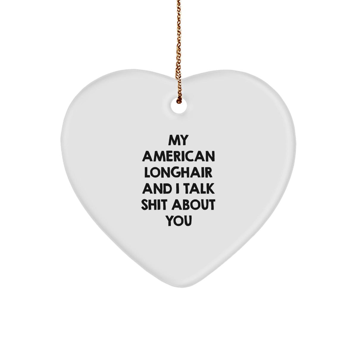 Funny American Longhair Cat Gifts from Men to Friends Christmas Unique Heart Ornaments My American Longhair And I Talk Shit About You - Image 1
