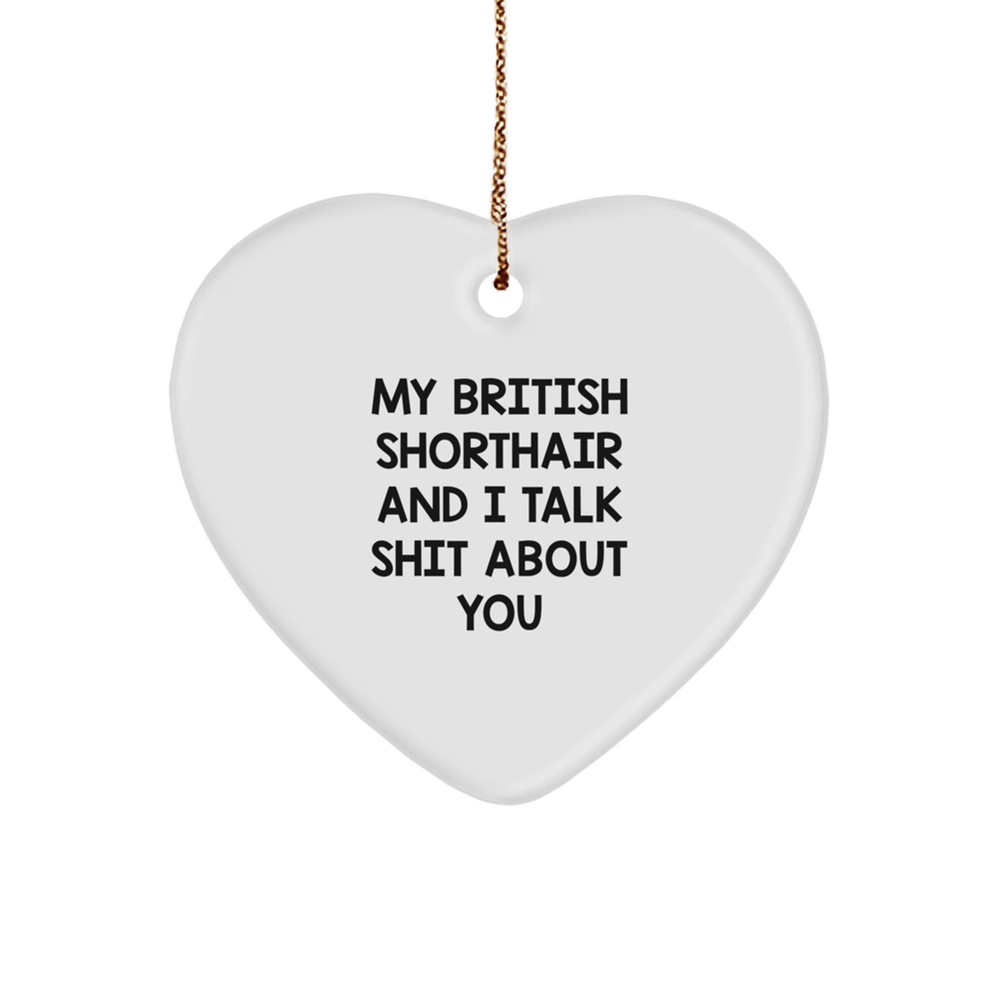 Funny British Shorthair Cat Gifts for Friends and Family from Men, Unique Christmas Decorations with Heart Ornament - Image 1