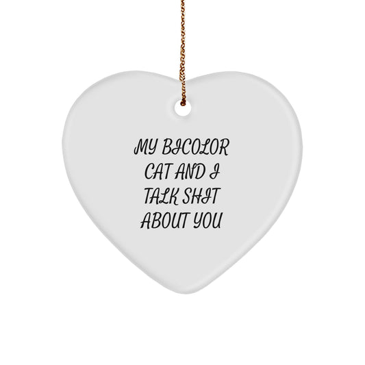 Funny Bicolor Cat Heart Ornament Gifts for Bicolor Cat Lovers from Friends and Family Members This Christmas - Image 1