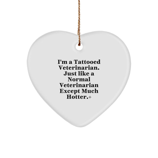 Christmas Unique Gift for Her Tattooed Veterinarian Heart Ornament Present - Image 1