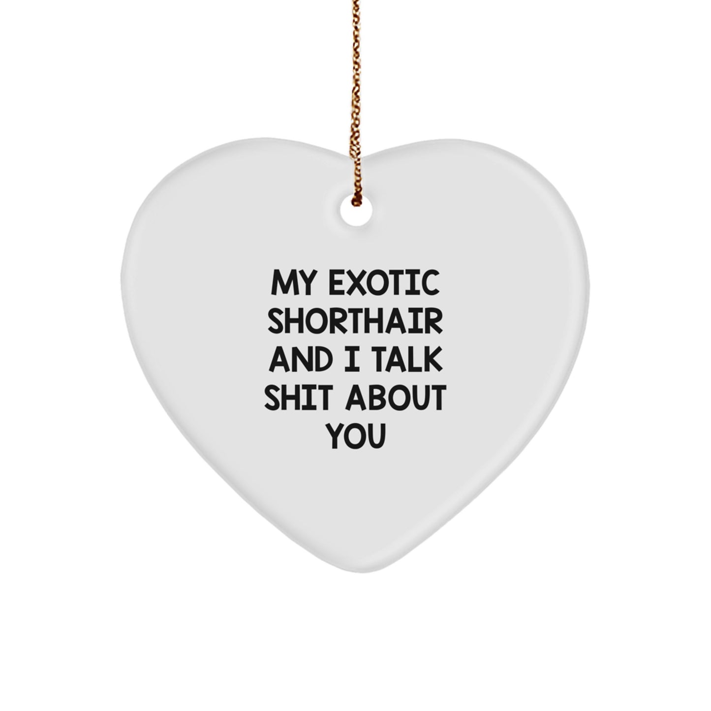 Funny Exotic Shorthair Cat Gifts for Men Women - Heart Ornament from Friends and Family - My Exotic Shorthair And I Talk Shit About You Cat Lover Christmas Unique Gifts - Image 1