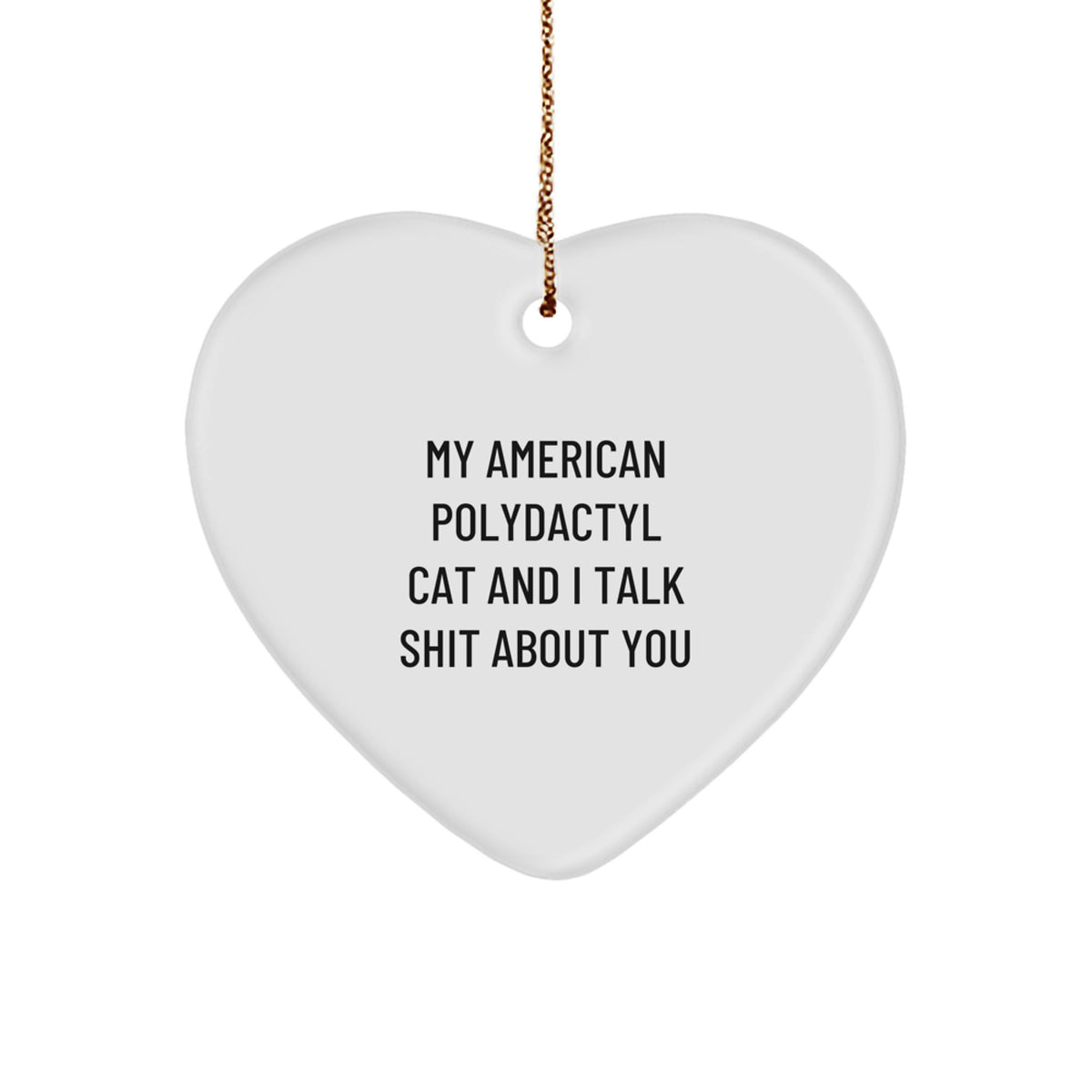 Christmas Gift for Her American Polydactyl Cat Heart Ornament Present - Image 1