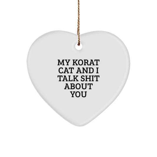 Funny Korat Cat Heart Ornament Gifts for Friends and Family on Christmas Unique from Men - Image 1