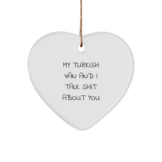 Funny Turkish Van Cat Heart Ornament Gifts from Men to Friends for Christmas Unique Presents - Image 1