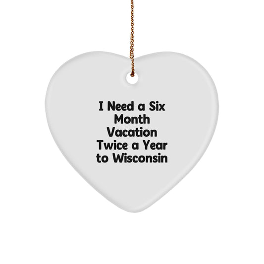 Funny Wisconsin Heart Ornament Gifts for Wisconsin Lovers from Friends and Family - Image 1