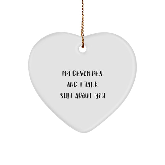 Funny Devon Rex Cat Lover Heart Ornament Gifts from Men to Family, Perfect for Christmas Unique Gifts - Image 1