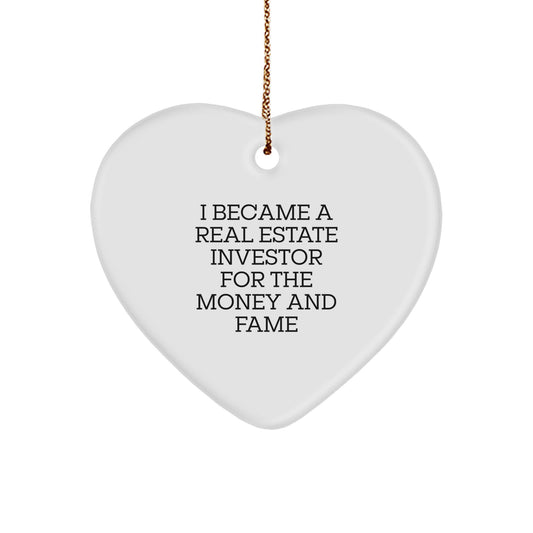 Funny Real Estate Investor Heart Ornament Gifts for Women, Gifts from Friends to Real Estate Investors, Heart Shaped Christmas Unique Gifts - Image 1