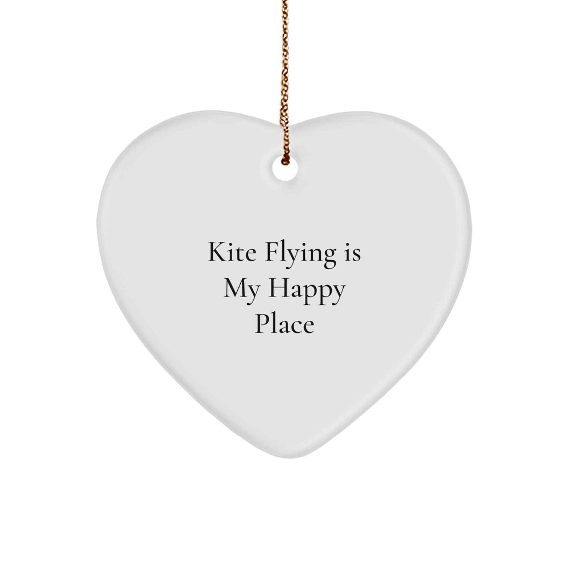 Funny Kite Flying Gifts for Men, Women, Friends, and Family - 'Kite Flying Is My Happy Place' Heart Ornament, Christmas Unique Decorations - Image 1