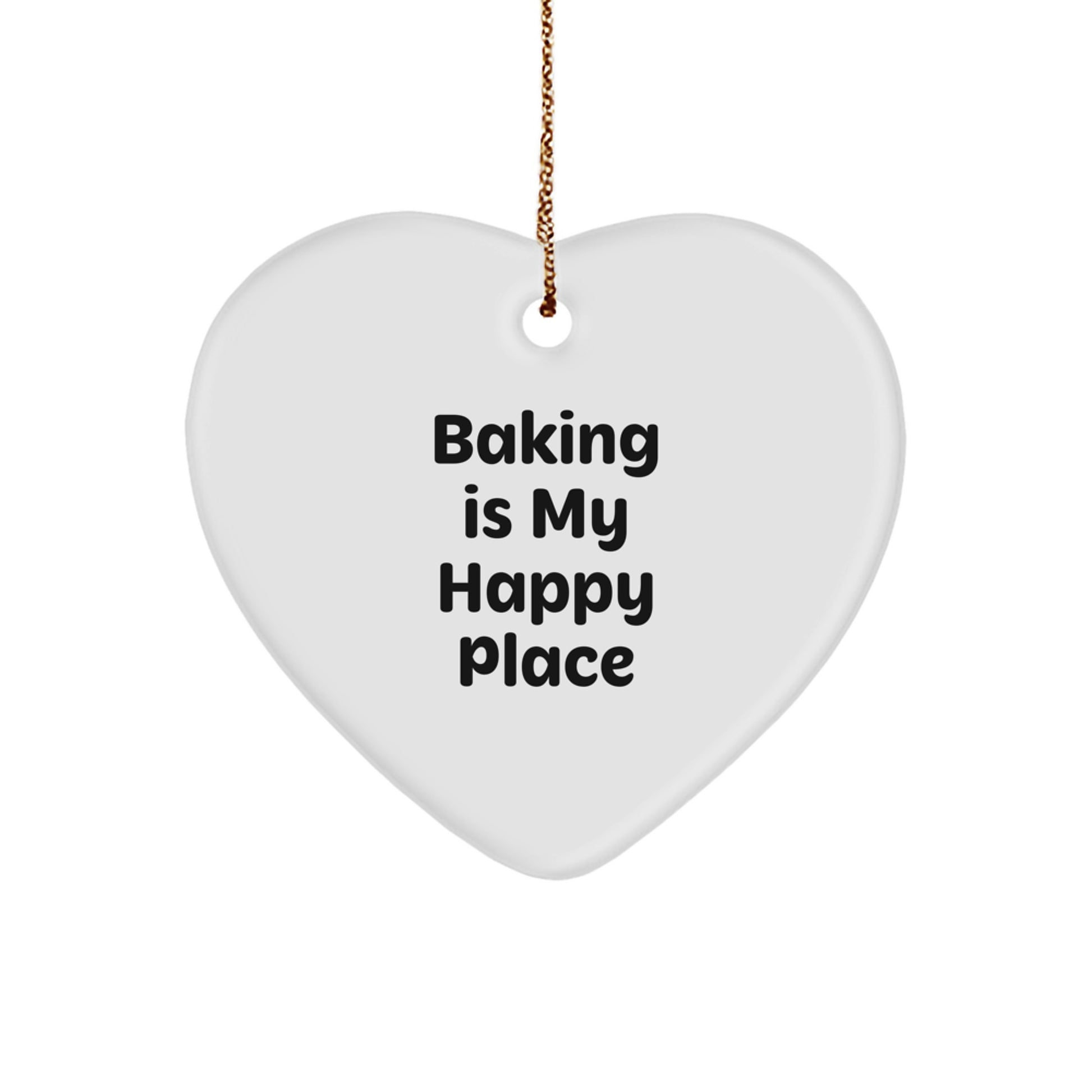 Baking Gifts from Friends for Bakers Who Say 'Baking Is My Happy Place' - Heart Ornament - White Heart Shaped MDF, Christmas Unique Gifts - Image 1