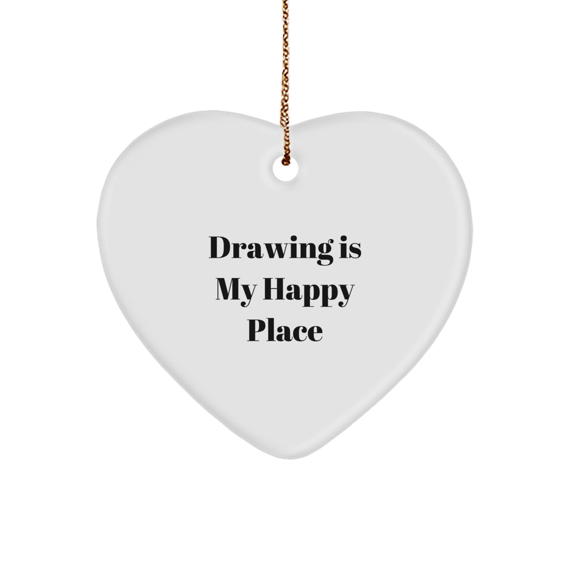 Funny Drawing Gifts for Friends, Heart Ornament with Drawing Is My Happy Place Quote, Unique Christmas Unique Gifts from Friends - Image 1