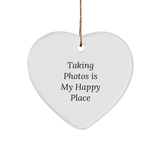 Taking Photos Gifts for Women, Heart Ornament Christmas Decor, Funny Gifts from Friends and Family, 'Taking Photos Is My Happy Place' Quote - Image 1