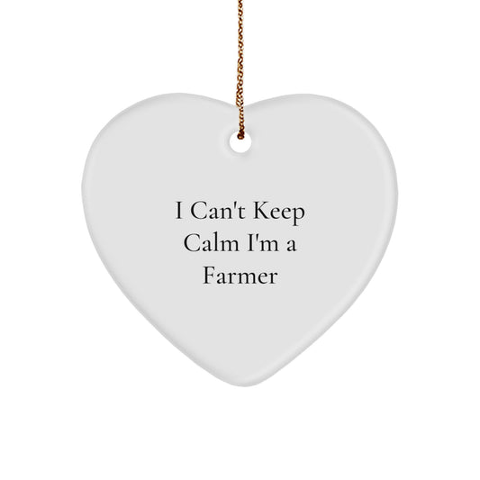 Funny Farmer Christmas Unique Gifts from Men to Men - I Can't Keep Calm I'm A Farmer Heart Ornament - Image 1