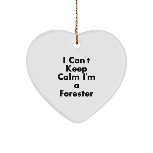Funny Forester Gifts from Family, Heart Ornament I Can't Keep Calm I'm A Forester, Christmas Unique Gifts for Forester Men - Image 1