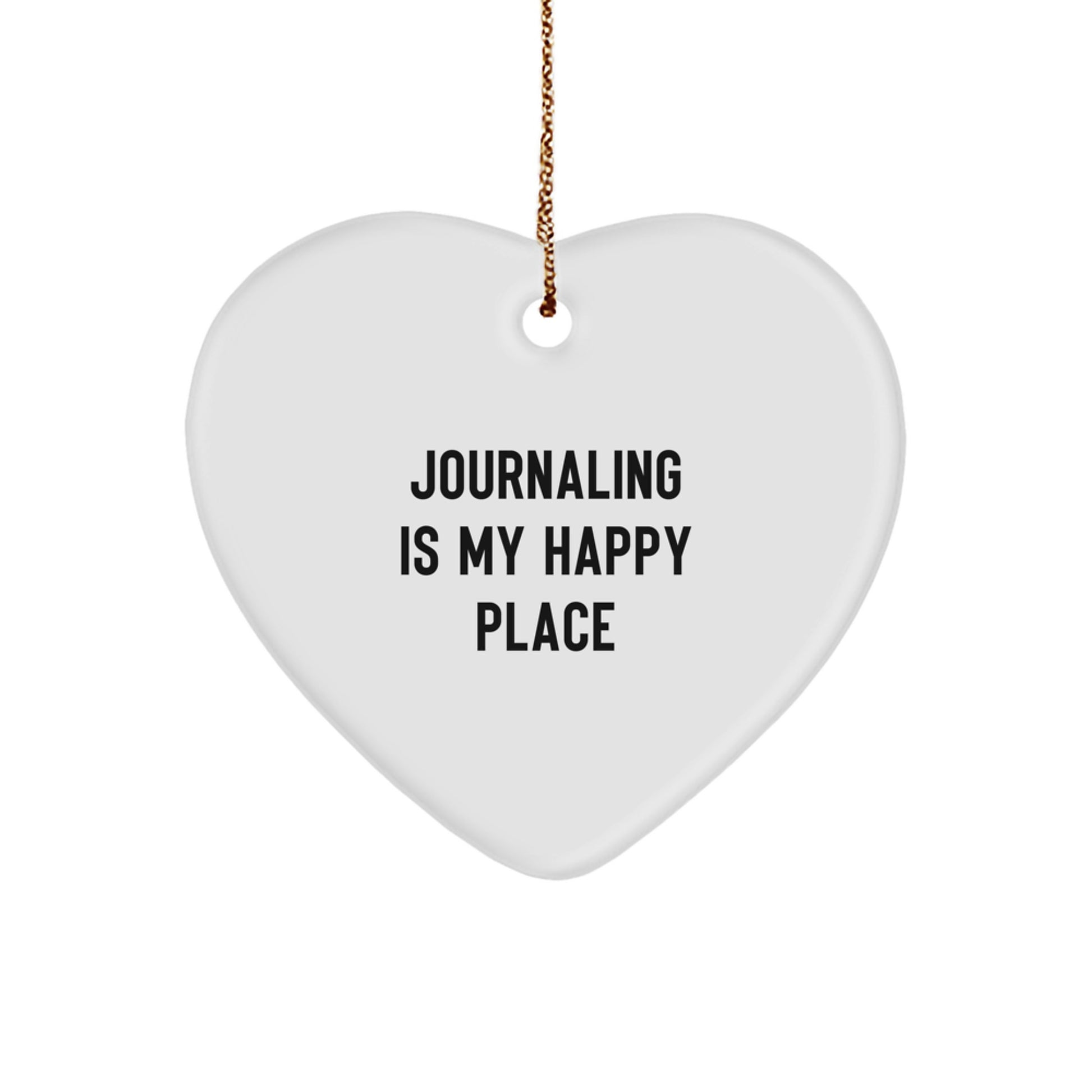 Gifts from Family, Women, or Friends for Journaling Enthusiasts - 'Journaling Is My Happy Place' Heart Ornament, Christmas Unique Gifts - Image 1