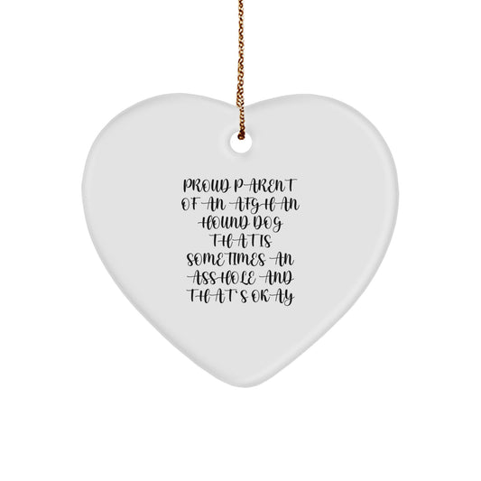 Funny Afghan Hound Dog Gifts from Friends, Family, Men, Women - Afghan Hound Dog Heart Ornament for Christmas Unique Gifts, Proud Parent Quotes - Image 1
