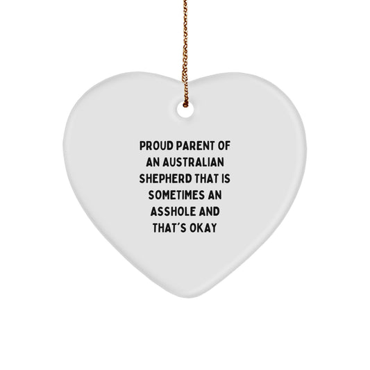 Australian Shepherd Dog Heart Ornament Proud for Him Christmas Unique Gift - Image 1