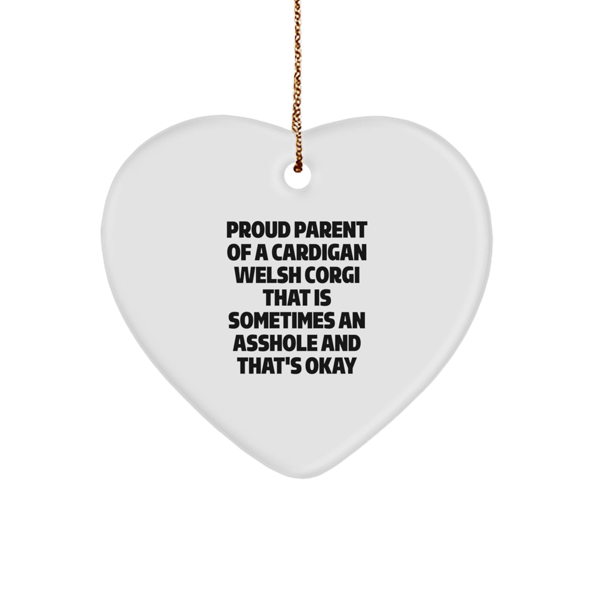 Funny Cardigan Welsh Corgi Dog Gifts for Proud Parents - Cute Christmas Heart Ornament with 'Sometimes an Asshole' Quote - Gifts from Family to Friends - Image 1