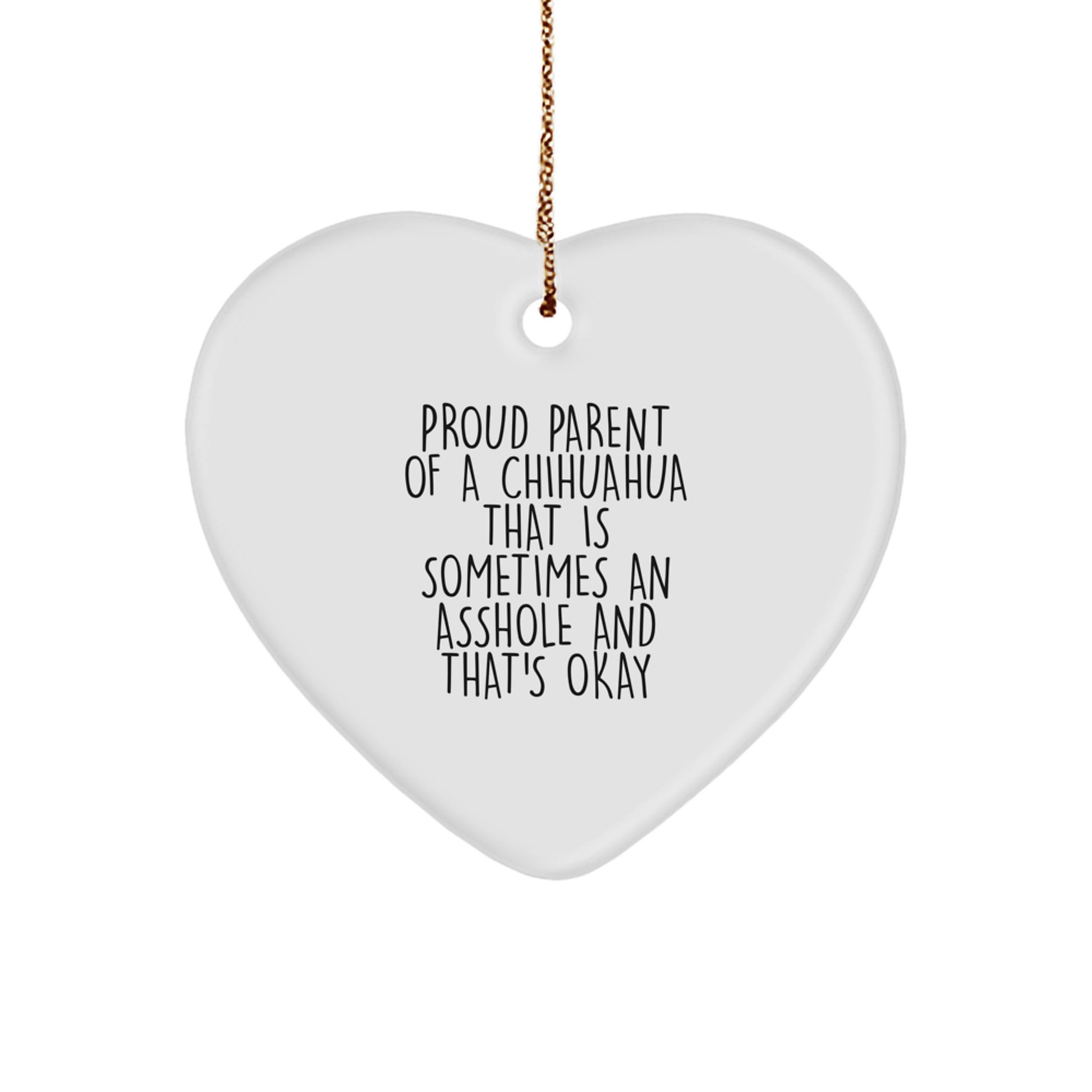 Funny Chihuahua Dog Gifts from Family, Heart Ornament for Chihuahua Lovers, Christmas Unique Presents for Women, Men, Friends, Coworkers - Image 1