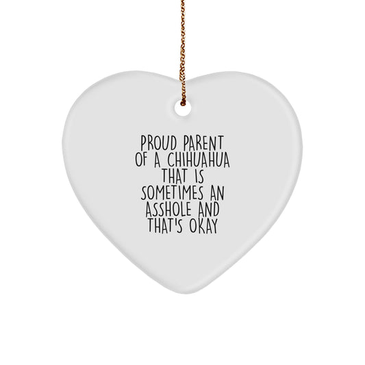 Funny Chihuahua Dog Gifts from Family, Heart Ornament for Chihuahua Lovers, Christmas Unique Presents for Women, Men, Friends, Coworkers - Image 1