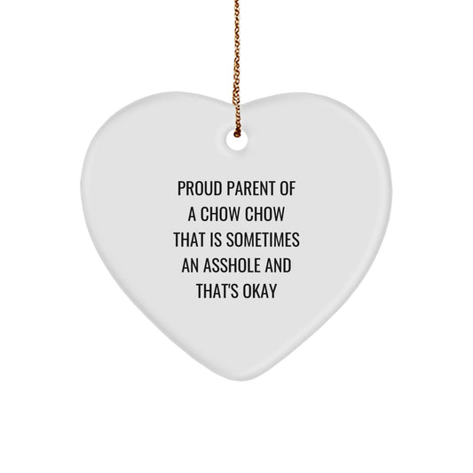 Funny Chow Chow Dog Gifts for Men and Women - Heart Ornament for Proud Parents - Christmas Unique Presents - Gifts from Mom to Chow Chow Lover - Heart Shaped MDF with Sublimation - Image 1