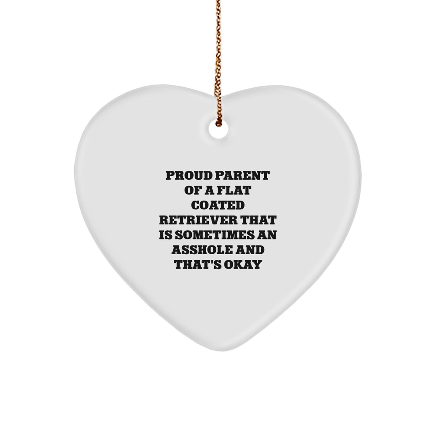 Funny Flat Coated Retriever Dog Gifts from Mom Dad for Men Women Friends Coworkers Family - Heart Ornament with Proud Parent Quote, Christmas Unique Gifts - Image 1