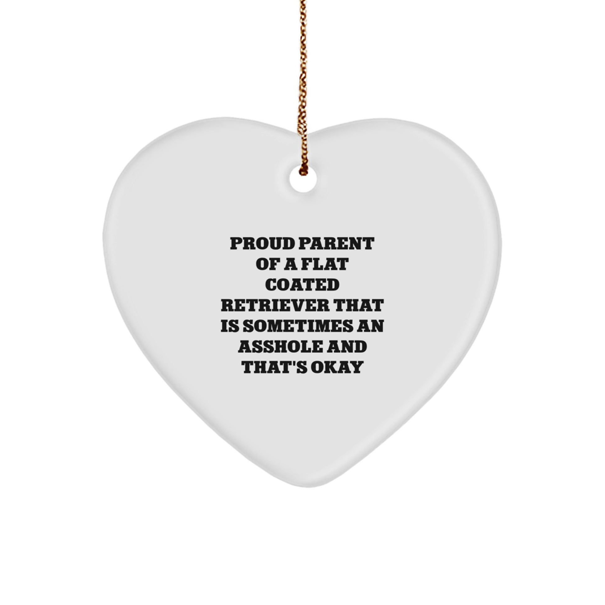 Funny Flat Coated Retriever Dog Gifts from Mom Dad for Men Women Friends Coworkers Family - Heart Ornament with Proud Parent Quote, Christmas Unique Gifts - Image 1