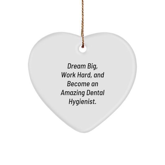 Funny Dental Hygienist Gifts from Family, Heart Ornament for Dental Hygienist, Dream Big and Work Hard Quote Christmas Unique Gifts - Image 1