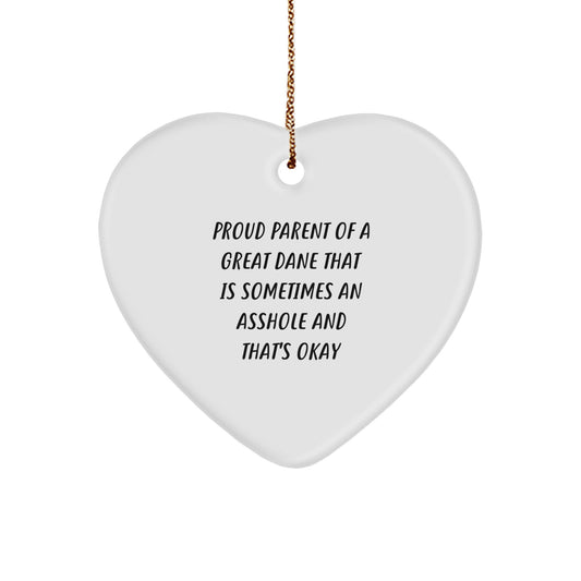 Funny Great Dane Dog Gifts from Parents - Heart Ornament for Great Dane Dog Lovers at Christmas - Image 1