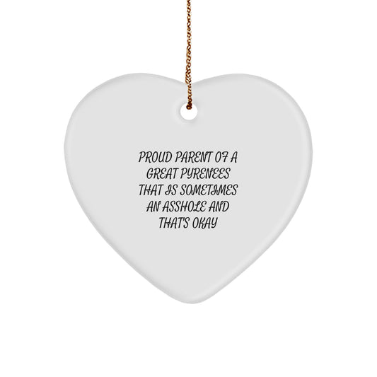Funny Great Pyrenees Dog Heart Ornament Gifts for Mom Dad from Friends Coworkers Men Women Family - Image 1