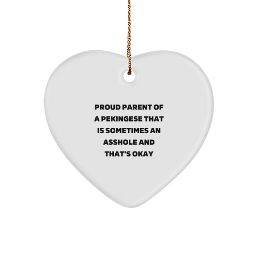 Funny Pekingese Dog Gifts from Men to Family, Pekingese Dog Heart Ornament for Christmas Unique Gifts - Image 1