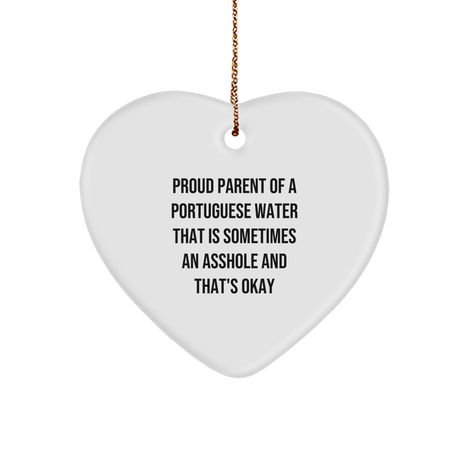 Funny Gift for Portuguese Water Dog Owners, Proud Parent of a PW Dog Ornament, Heart-Shaped Portuguese Water Dog Lover Gift, Christmas Memorable Present for Family or Friends - Image 1