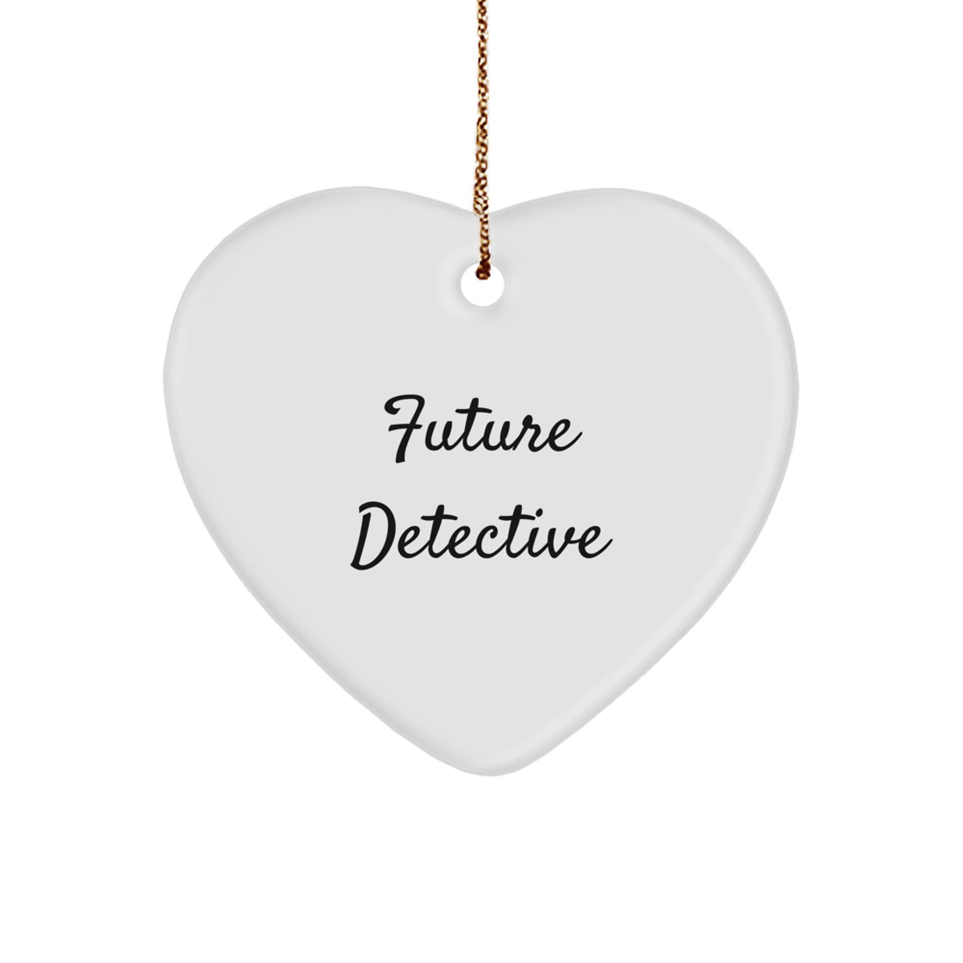 Future Detective Heart Ornament, Gifts from Family to Future Detective, Cute Christmas Unique Gift for Men, Detective Gifts for Women, Heart Shaped Ornament - Image 1