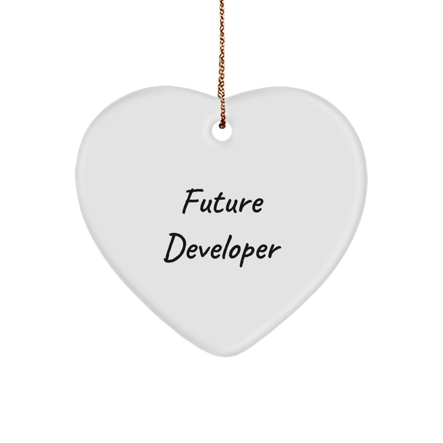 Developer's Heartfelt Gift: 'Future Developer' Quote Heart Ornament, Gifts for Future Developers, Christmas Unique Gifts from Friends - Image 1