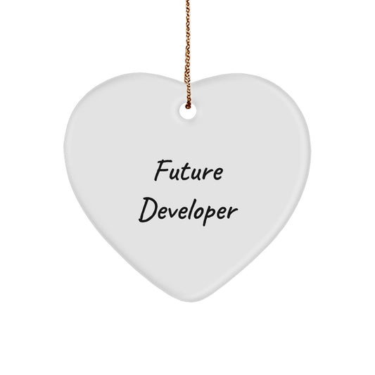 Developer's Heartfelt Gift: 'Future Developer' Quote Heart Ornament, Gifts for Future Developers, Christmas Unique Gifts from Friends - Image 1