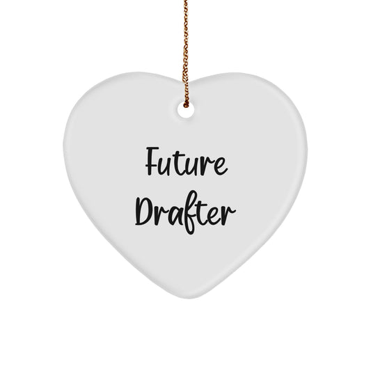 Funny Future Drafter Heart Ornament Gifts from Friends, Drafter Gifts for Men, Women, Christmas Unique Ornaments, Heart Shaped Decorations, 'Future Drafter, Heart Shaper, and Life Changer' Quote - Image 1