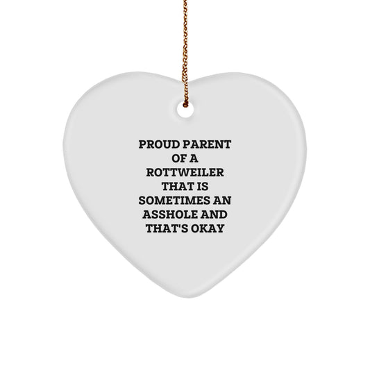 Rottweiler Dog Lover Gifts from Family - Heart Ornament for Proud Parent Men - Funny Christmas Unique Gifts - Image 1
