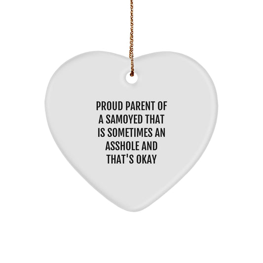 Funny Samoyed Dog Gifts for Men, Gifts from Family to Samoyed Dog Owners, Heart Ornament for Christmas Unique Gifts - Image 1