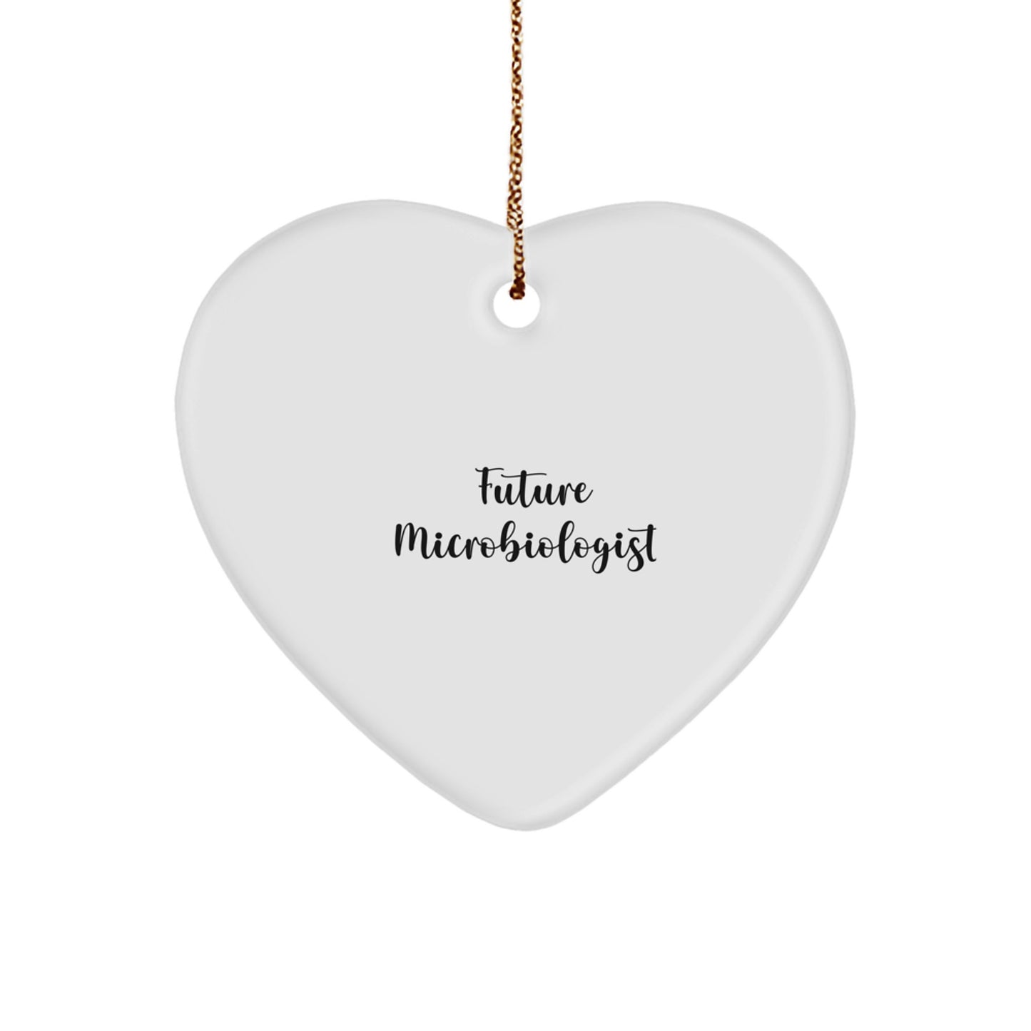 Funny Future Microbiologist Heart Ornament Gifts for Men from Family - White Heart Shaped MDF Material with Sublimation Printing - Image 1