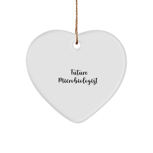 Funny Future Microbiologist Heart Ornament Gifts for Men from Family - White Heart Shaped MDF Material with Sublimation Printing - Image 1