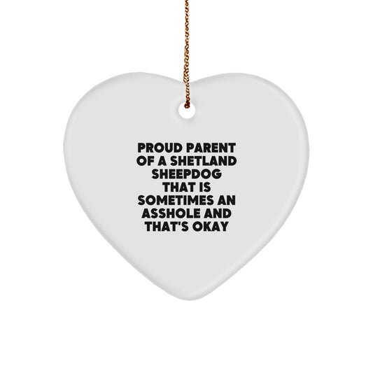 Funny Shetland Sheepdog Gifts for Proud Parents from Men to Women - Shetland Sheepdog Heart Ornament Christmas Unique - Image 1