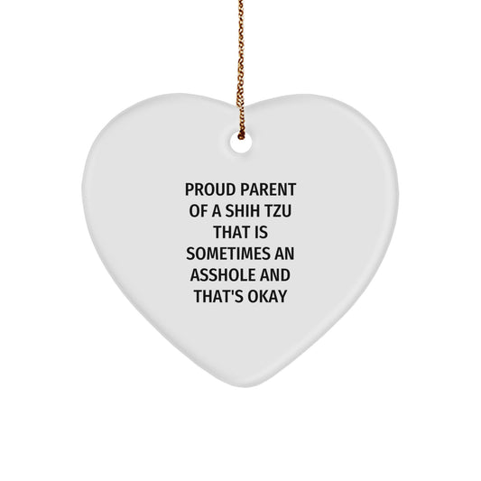 Christmas Gift for Her Shih Tzu Heart Ornament Present With Quote - Image 1