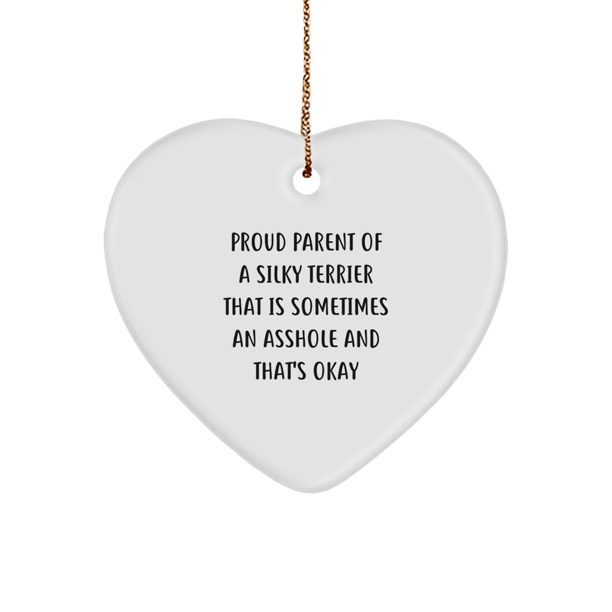 Funny Silky Terrier Dog Mom Gifts from Family for Christmas Unique Heart Ornament - Image 1
