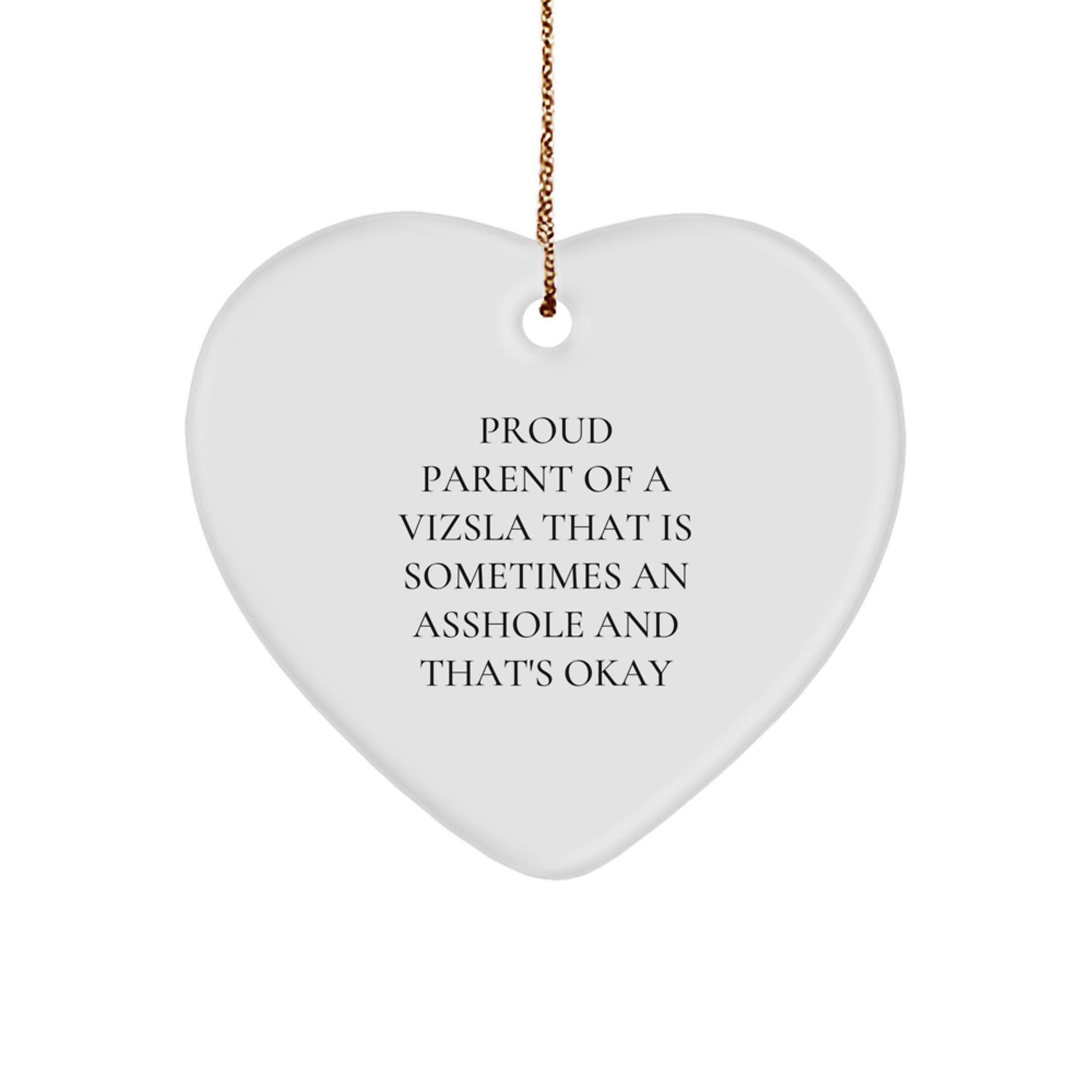Funny Vizsla Dog Gifts from Proud Parents, Heart Shaped Ornament for Christmas Unique Gifts, Gifts for Vizsla Dog Lovers, White Color, MDF Material - Image 1